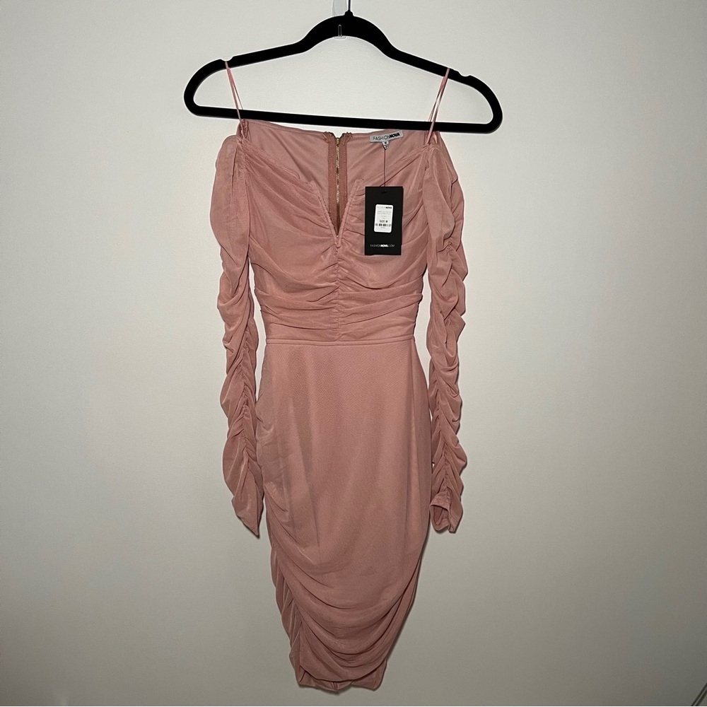 FASHIONOVA Sweet Oasis Ruched Cut Out Mini Dress Size M